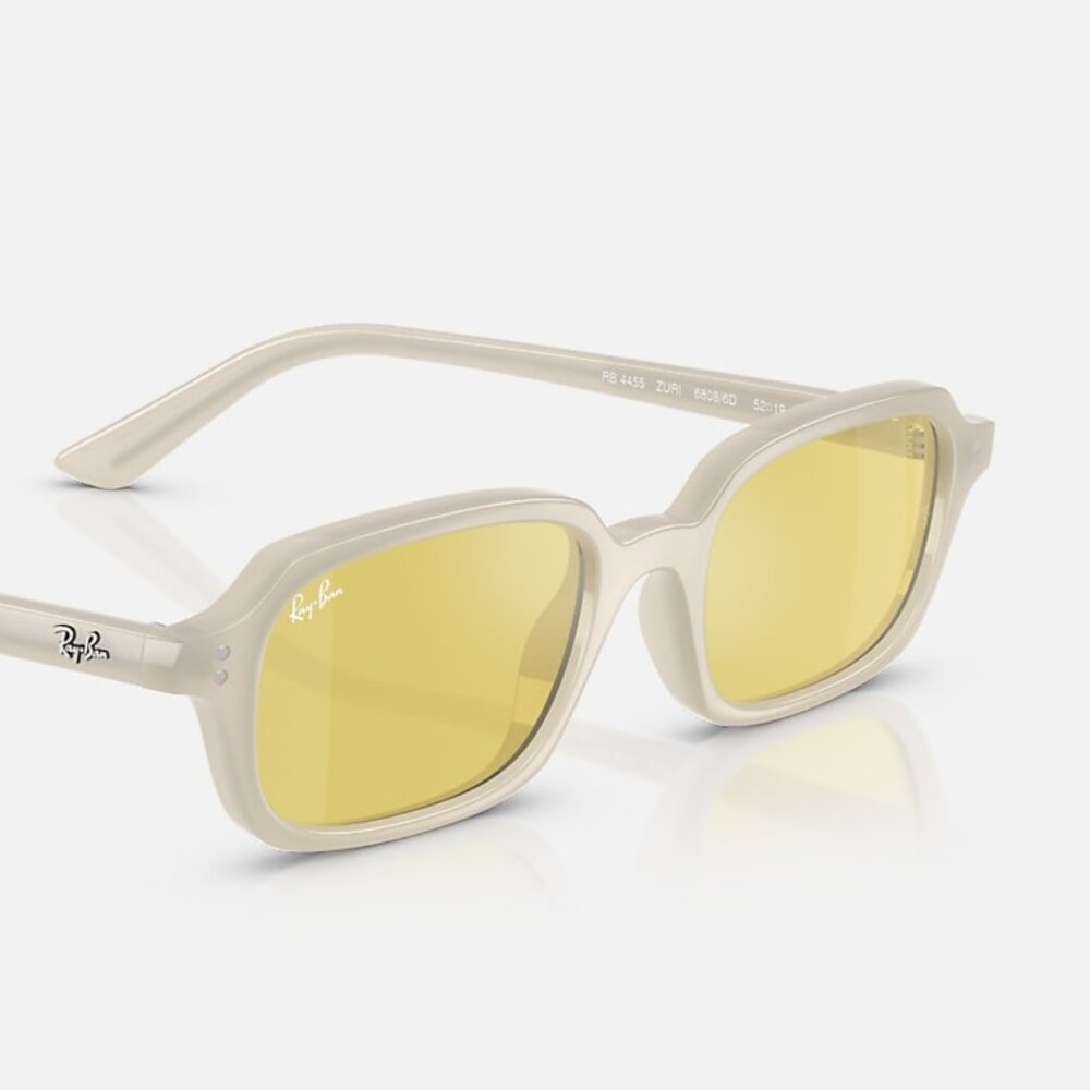 NEW Ray-Ban Zuri Bio-Based Sunglasses in Polished Cloudy Warm White/Yellow Lens